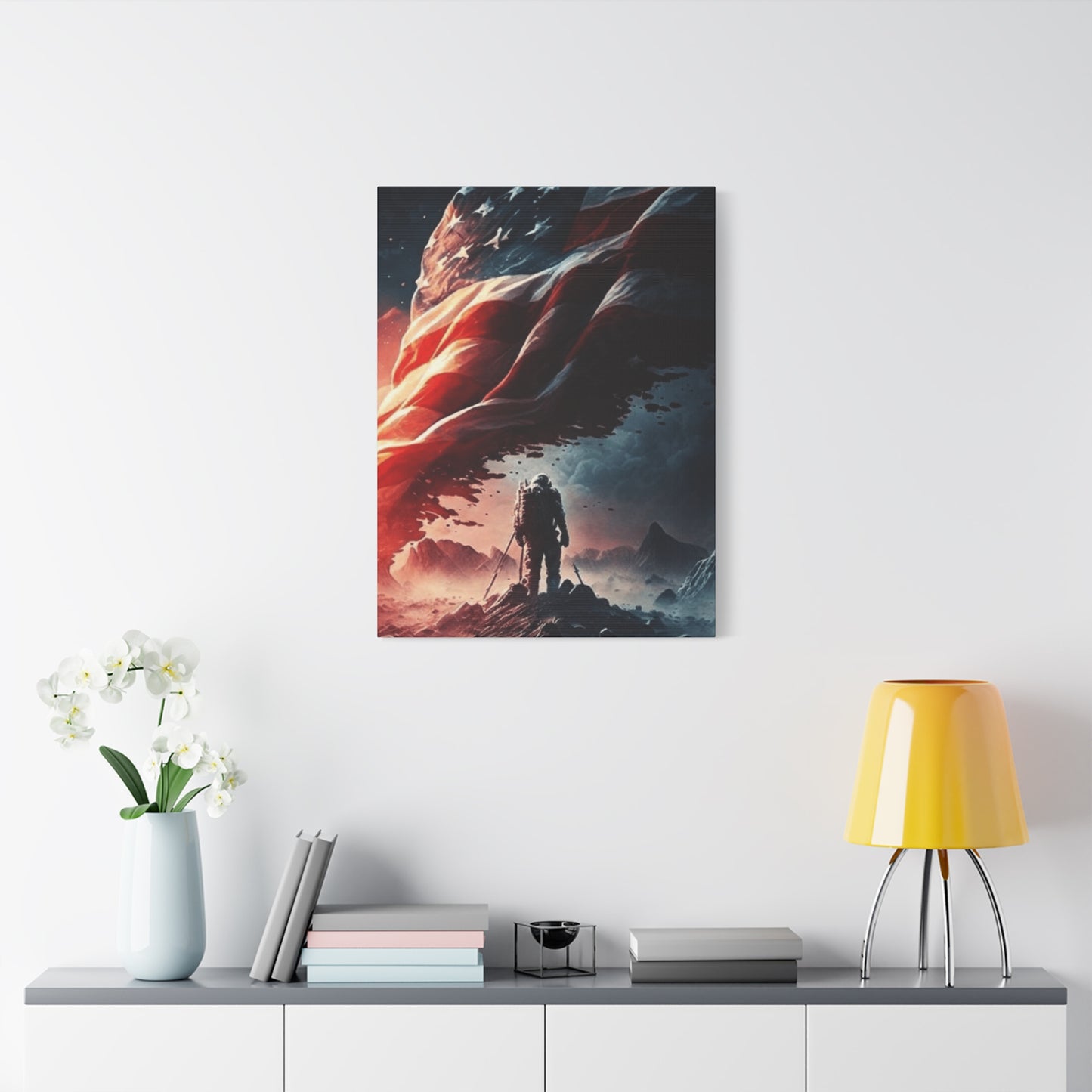 Astronaut with American Flag Wall Art & Canvas Prints