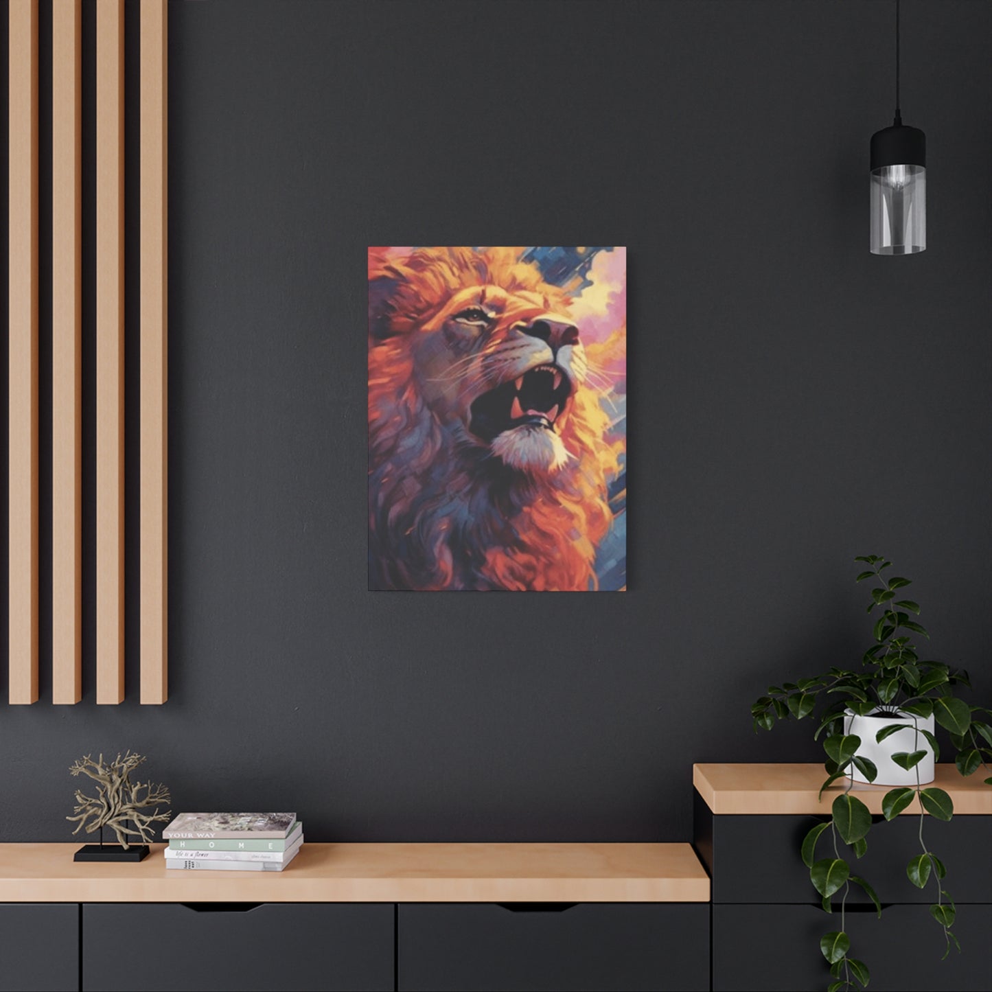 Abstract Lion Roaring Portrait Wall Art & Canvas Prints