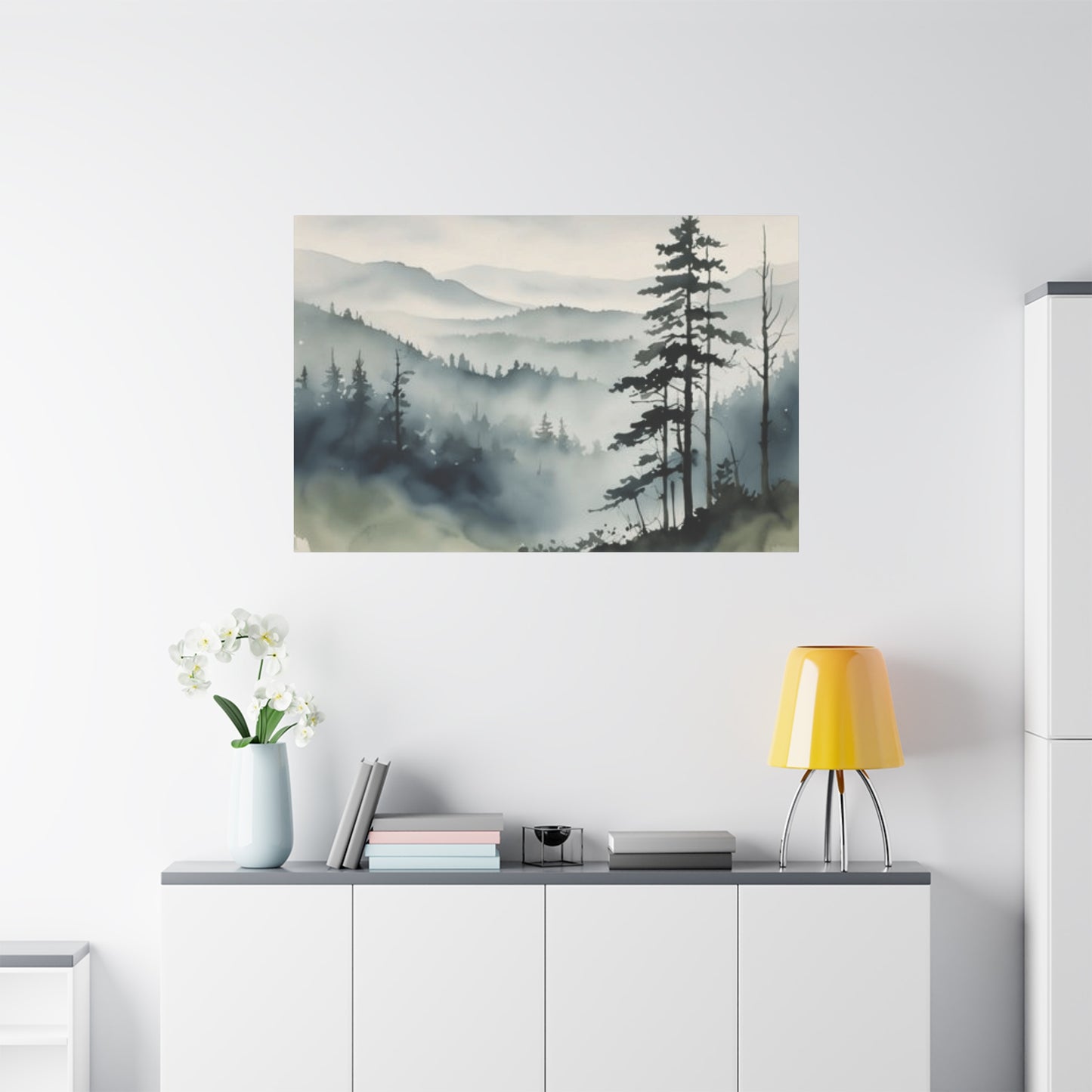 Winter Fog and Mountain Forests Painting Wall Art & Canvas Prints