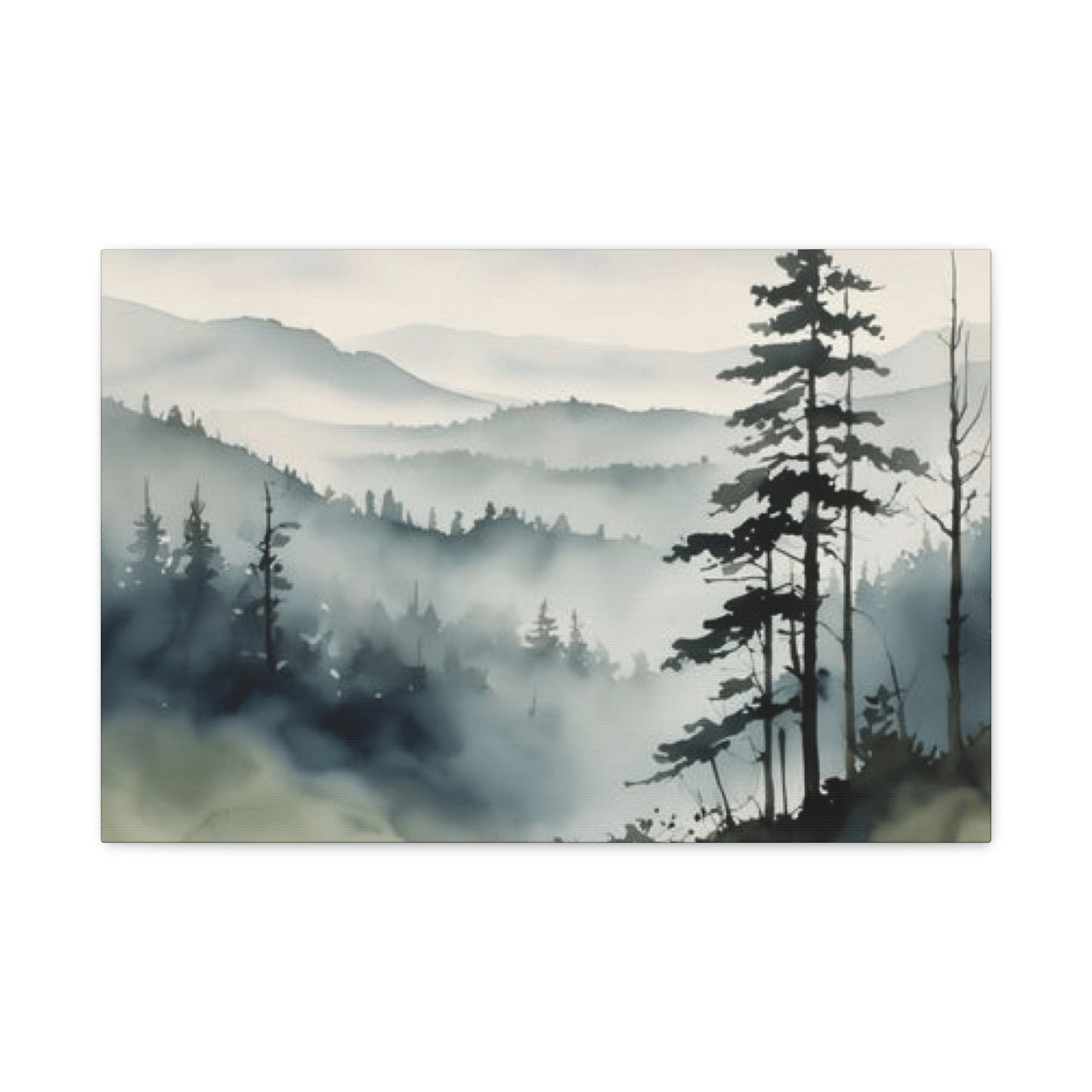 Winter Fog and Mountain Forests Painting Wall Art & Canvas Prints