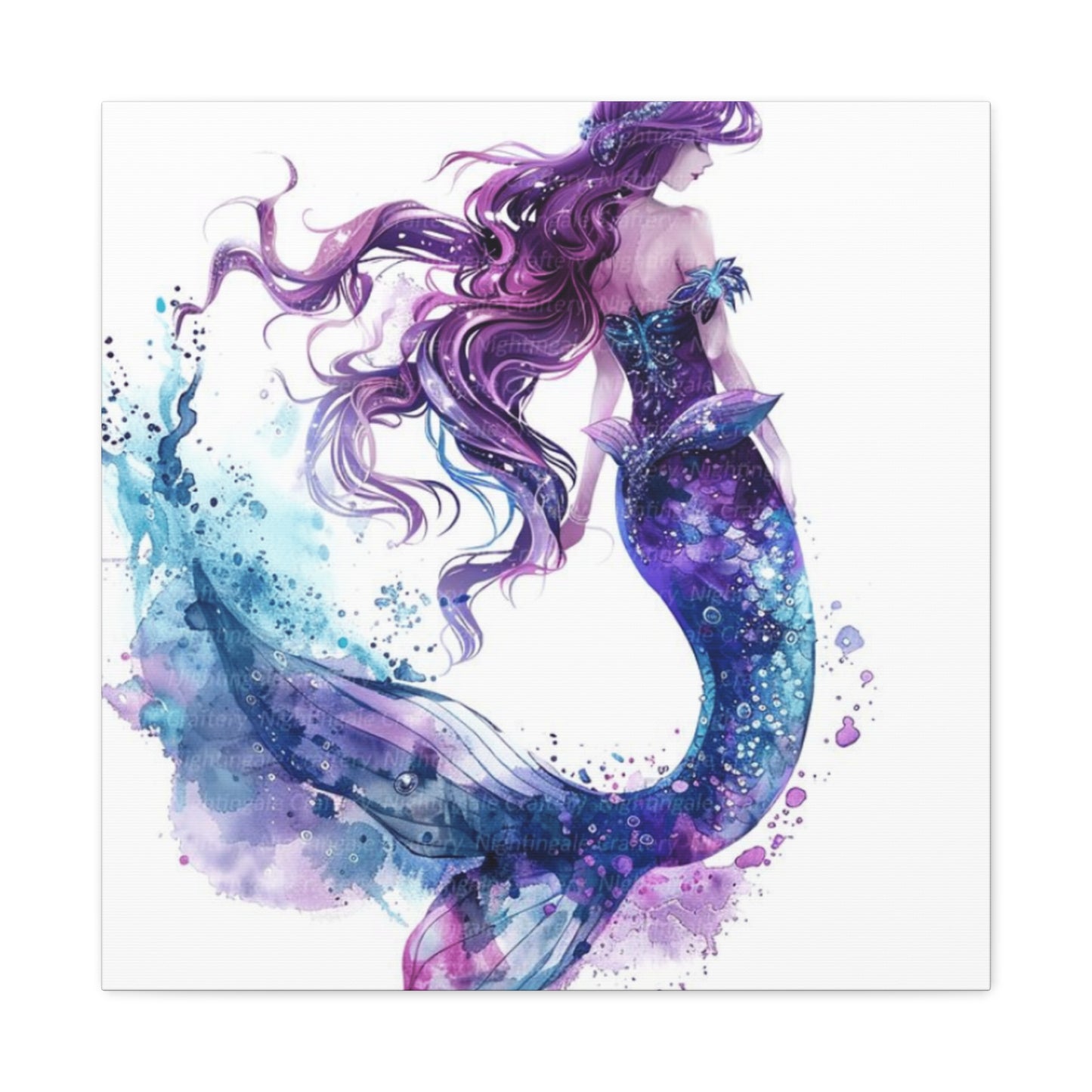 A Portrait Of A Purple Mermaid Wall Art & Canvas Prints