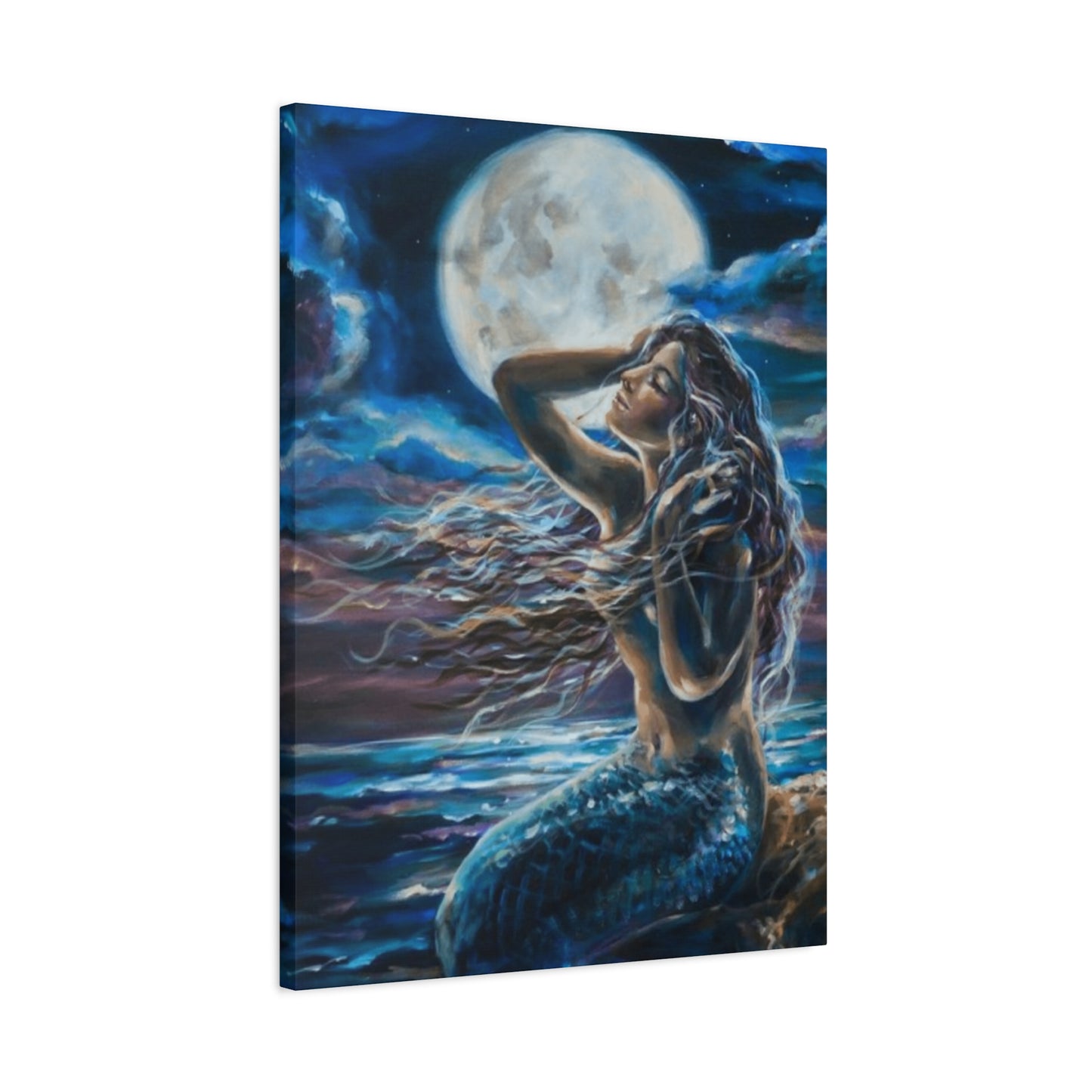 Mermaid Portrait With Moon Wall Art & Canvas Prints