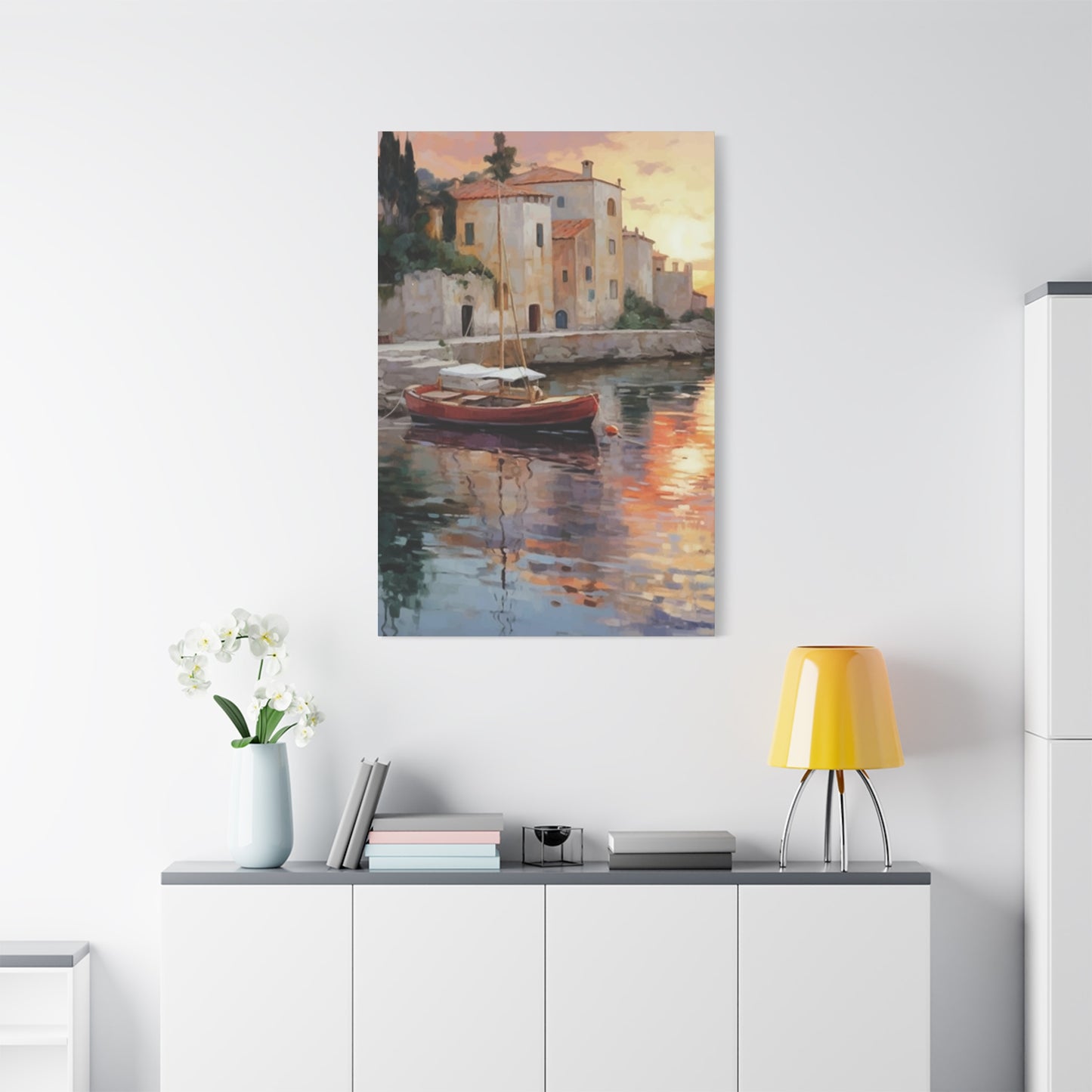 Sunset Water Boat Abstract Wall Art & Canvas Prints