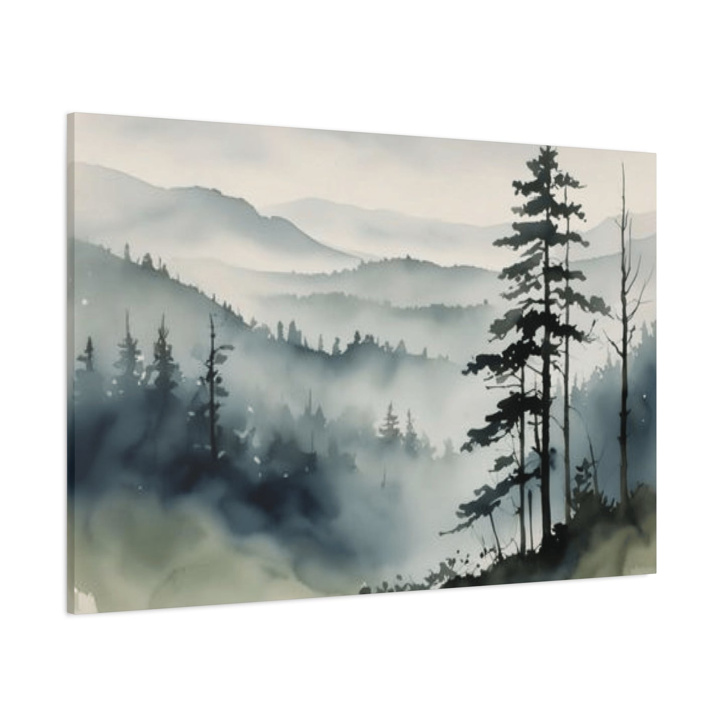 Winter Fog and Mountain Forests Painting Wall Art & Canvas Prints