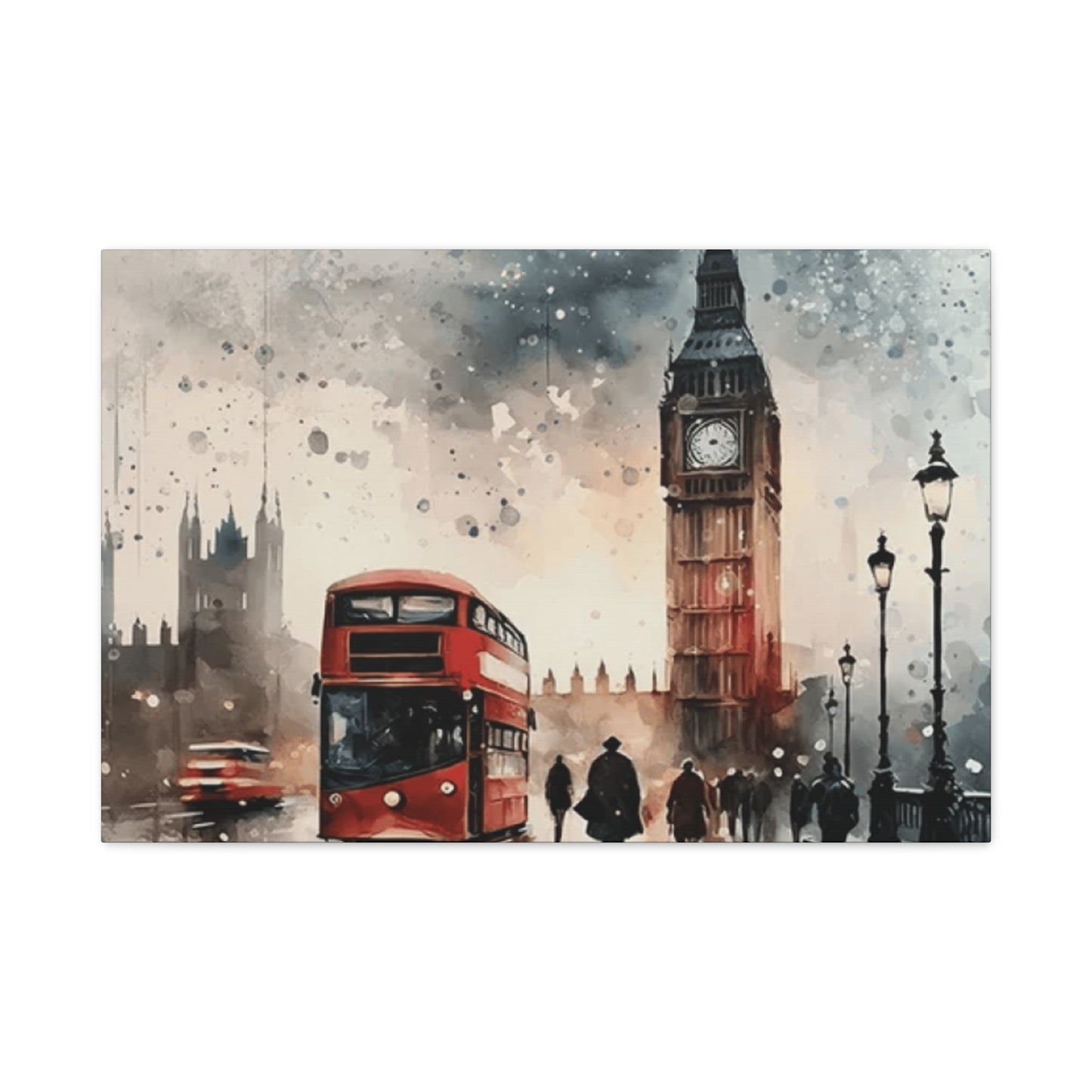 London Bus and Big Ben Painting Wall Art & Canvas Prints