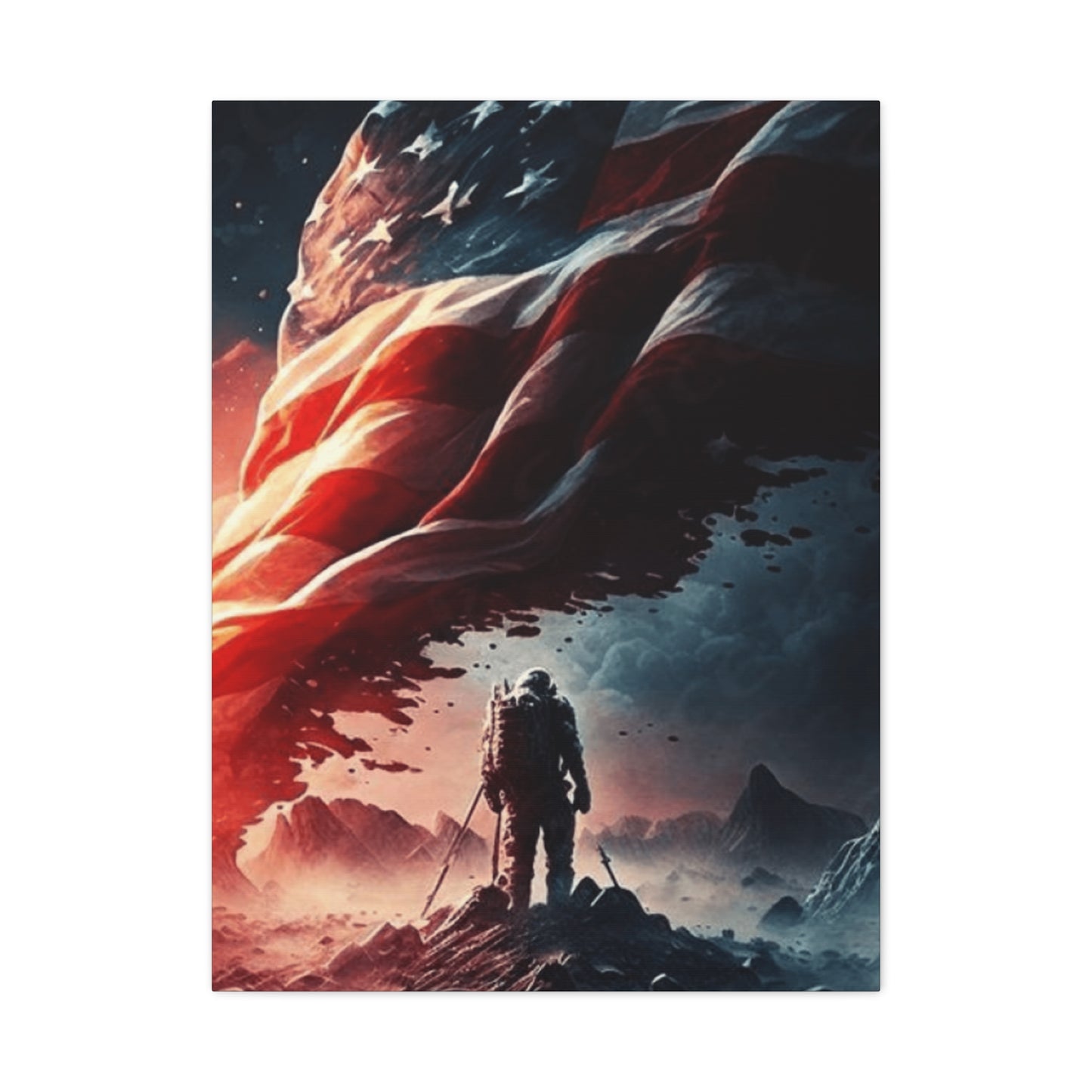 Astronaut with American Flag Wall Art & Canvas Prints