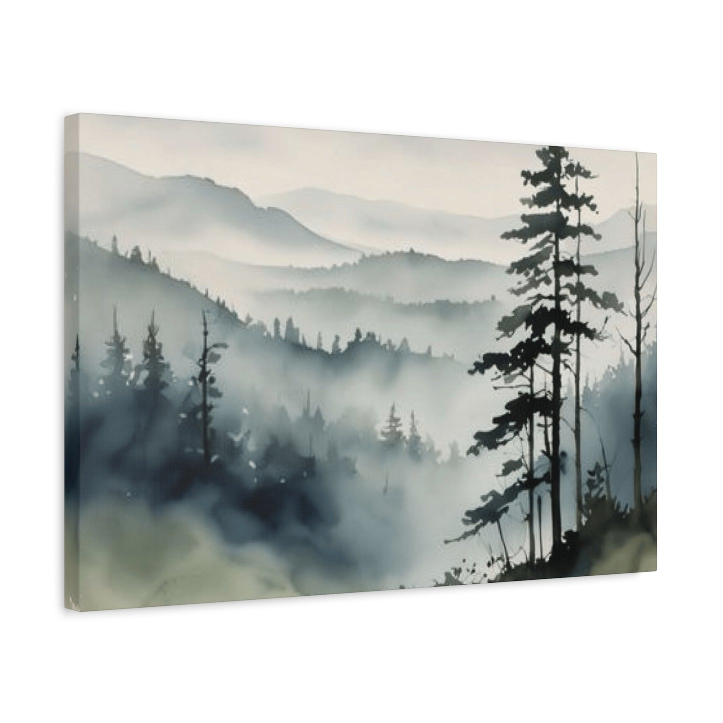 Winter Fog and Mountain Forests Painting Wall Art & Canvas Prints