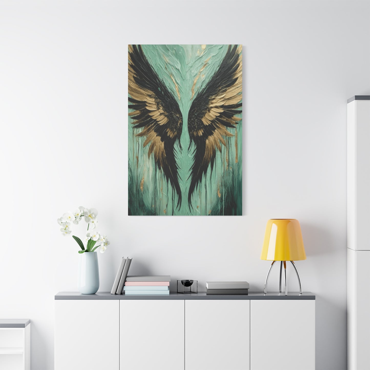 Golden and Black Angel Wings Wall Art & Canvas Prints