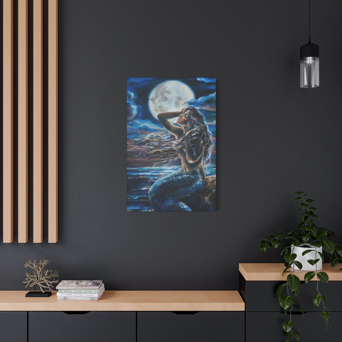 Mermaid Portrait With Moon Wall Art & Canvas Prints