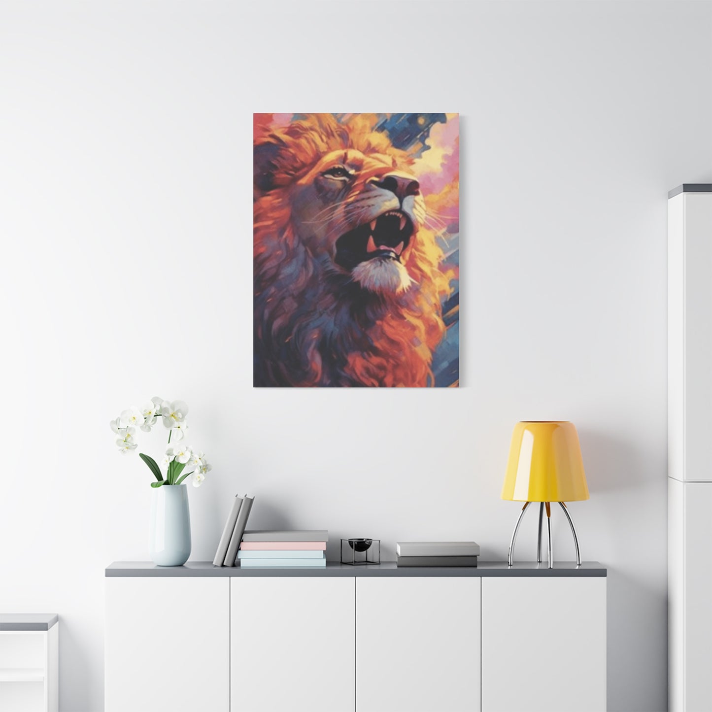 Abstract Lion Roaring Portrait Wall Art & Canvas Prints