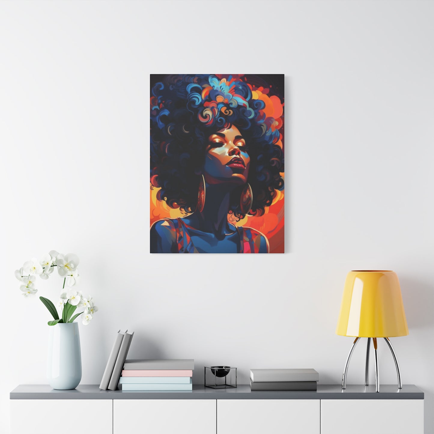 Deep Blue Afro Women Wall Art & Canvas Prints