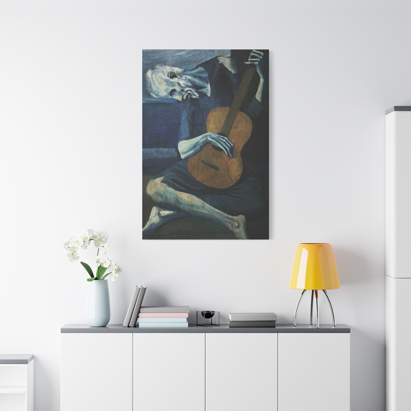 Sad Man Playing Guitar Wall Art & Canvas Prints