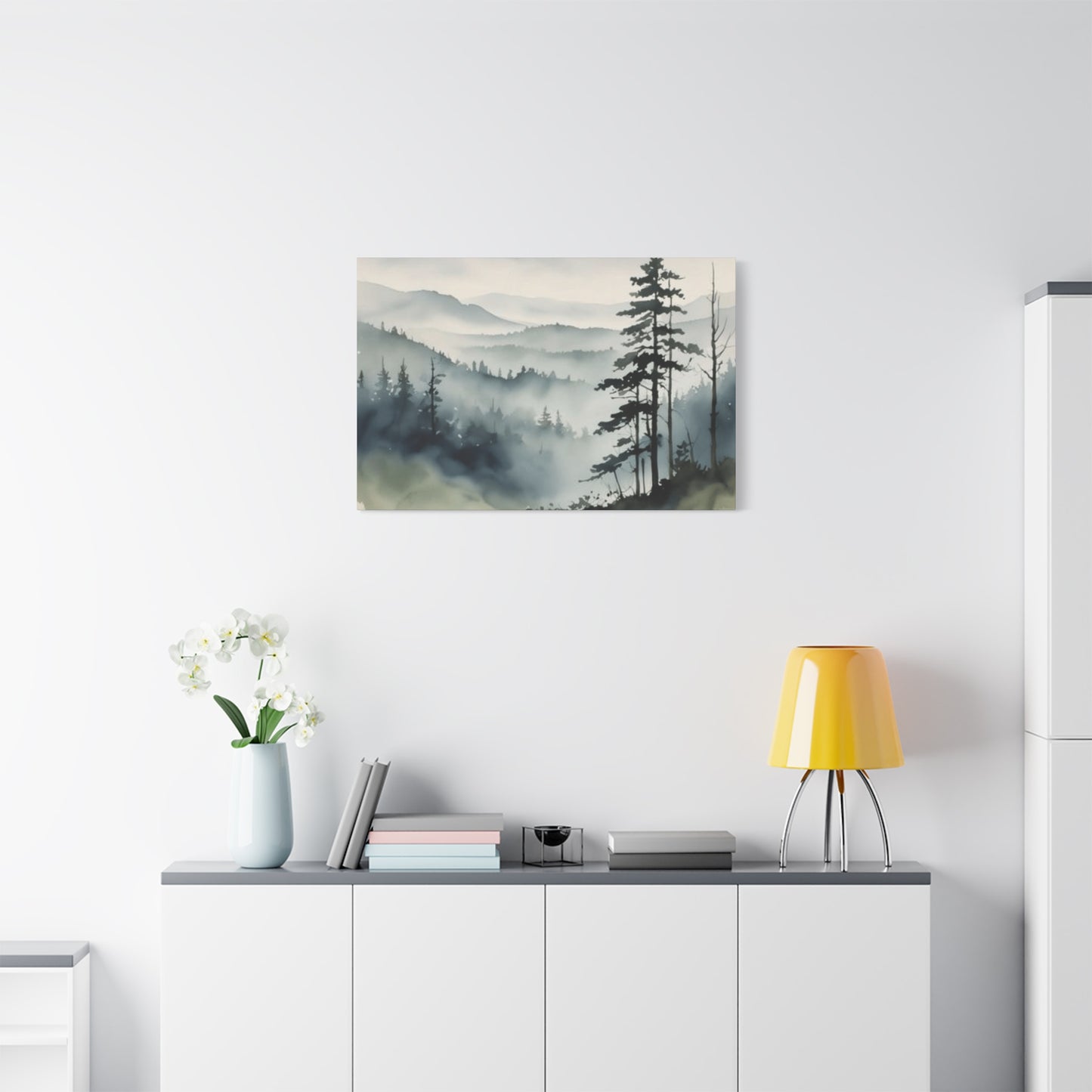 Winter Fog and Mountain Forests Painting Wall Art & Canvas Prints