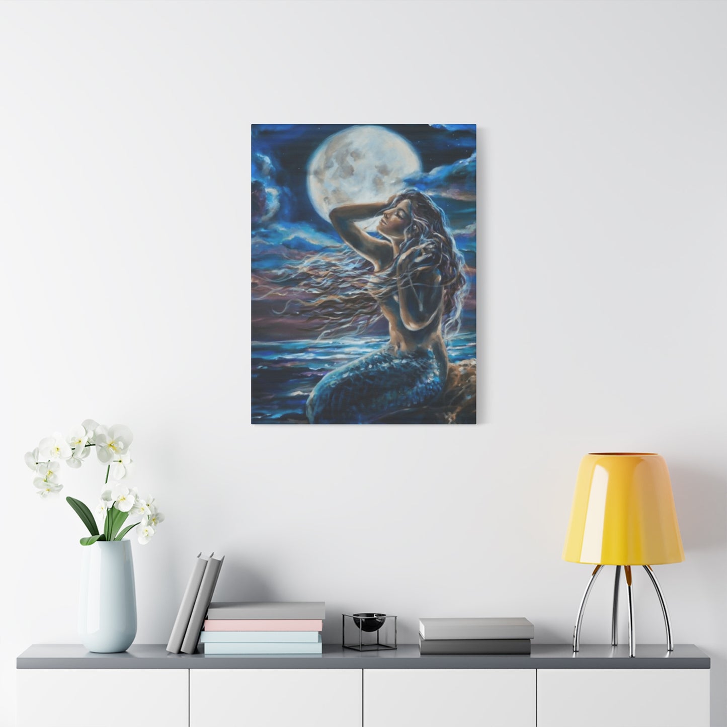 Mermaid Portrait With Moon Wall Art & Canvas Prints