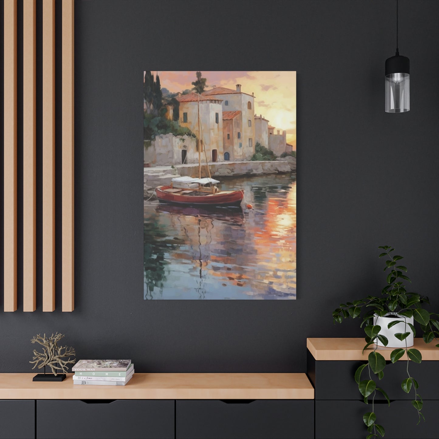 Sunset Water Boat Abstract Wall Art & Canvas Prints