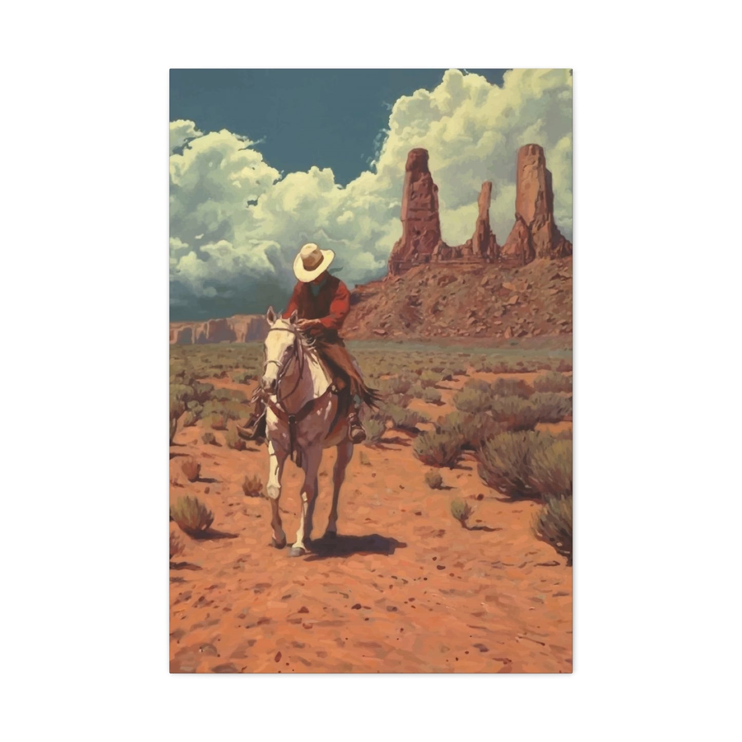 Cowboy in Desert Wall Art & Canvas Prints