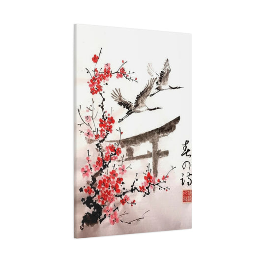 Crane and Cherry Blossom Wall Art & Canvas Prints