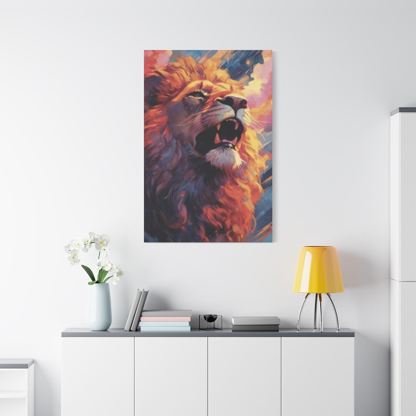 Abstract Lion Roaring Portrait Wall Art & Canvas Prints