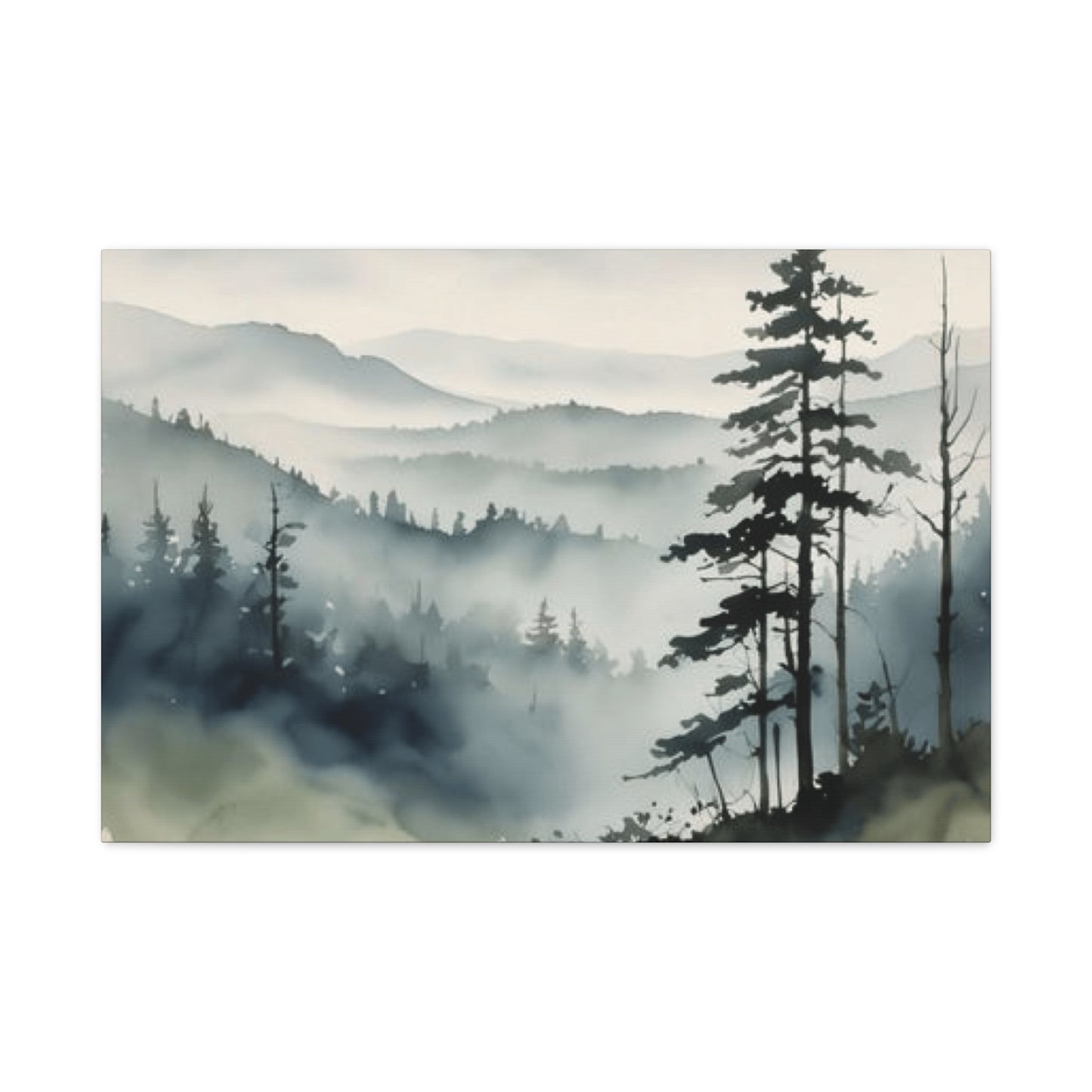 Winter Fog and Mountain Forests Painting Wall Art & Canvas Prints