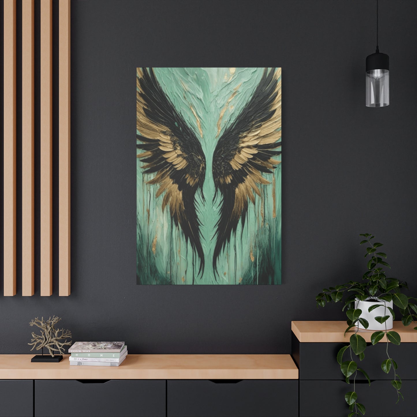 Golden and Black Angel Wings Wall Art & Canvas Prints