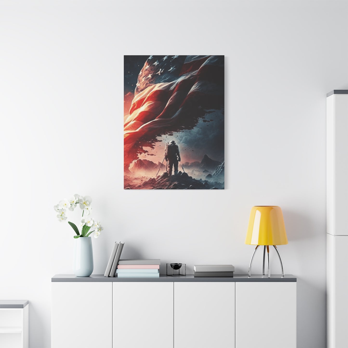 Astronaut with American Flag Wall Art & Canvas Prints