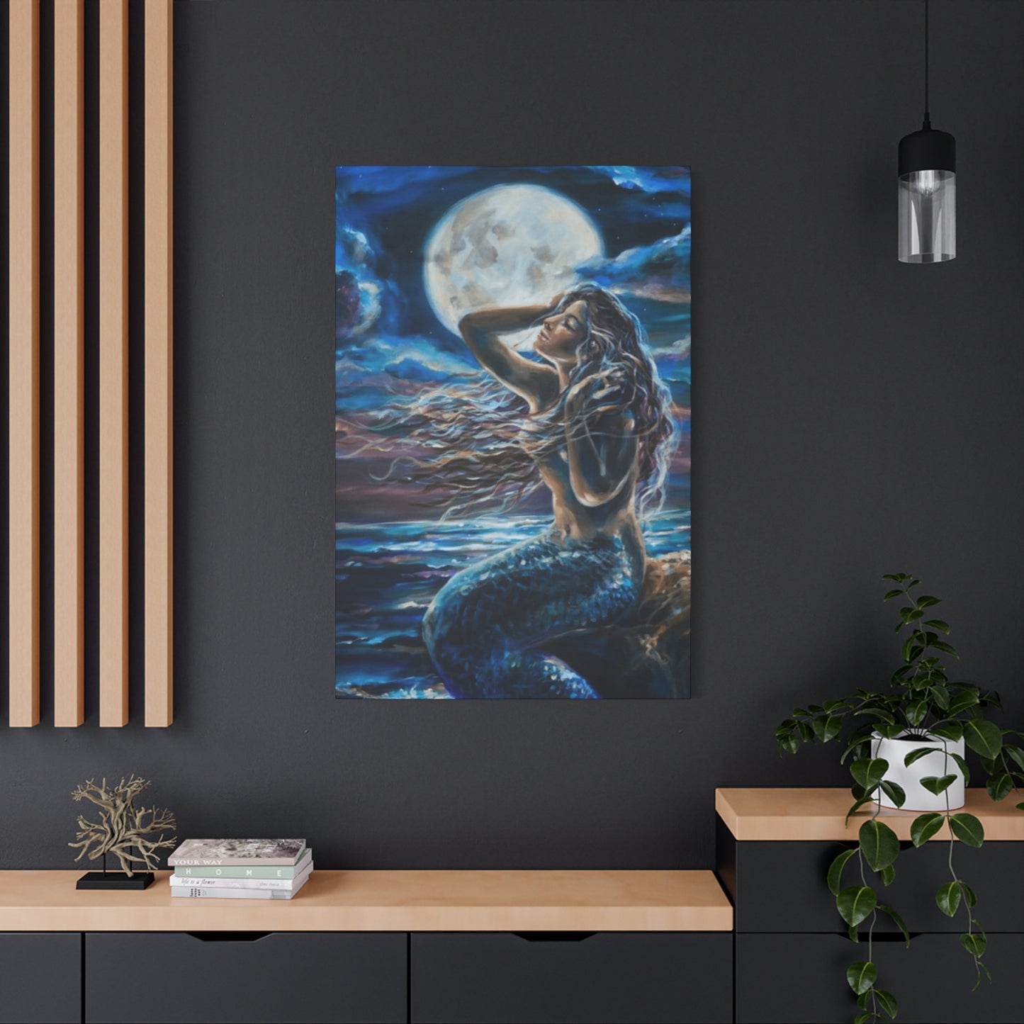 Mermaid Portrait With Moon Wall Art & Canvas Prints