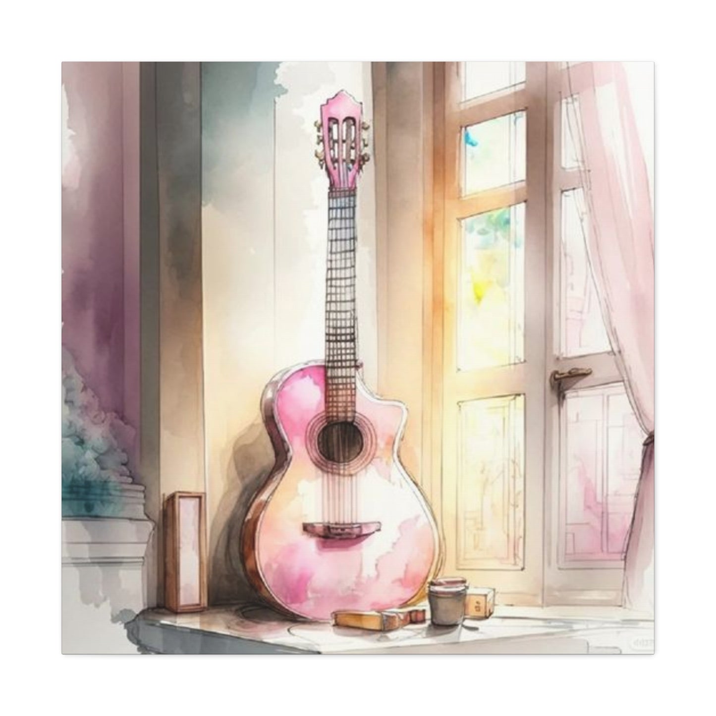 Pink Guitar Wall Art & Canvas Prints