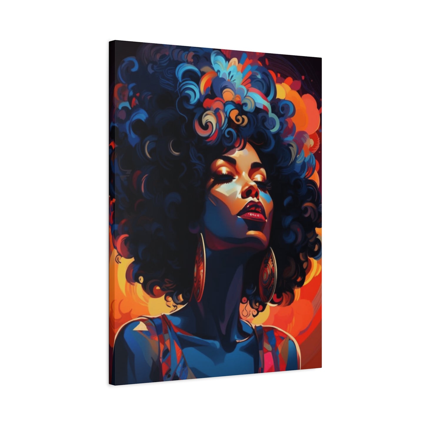 Deep Blue Afro Women Wall Art & Canvas Prints