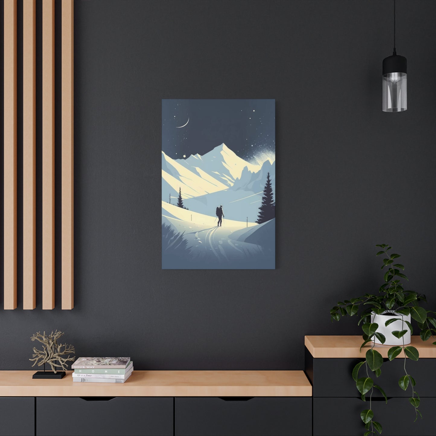 Snow Mountains View In Night Wall Art & Canvas Prints