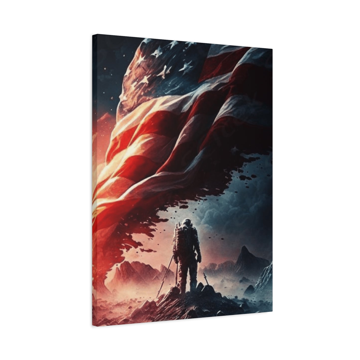 Astronaut with American Flag Wall Art & Canvas Prints