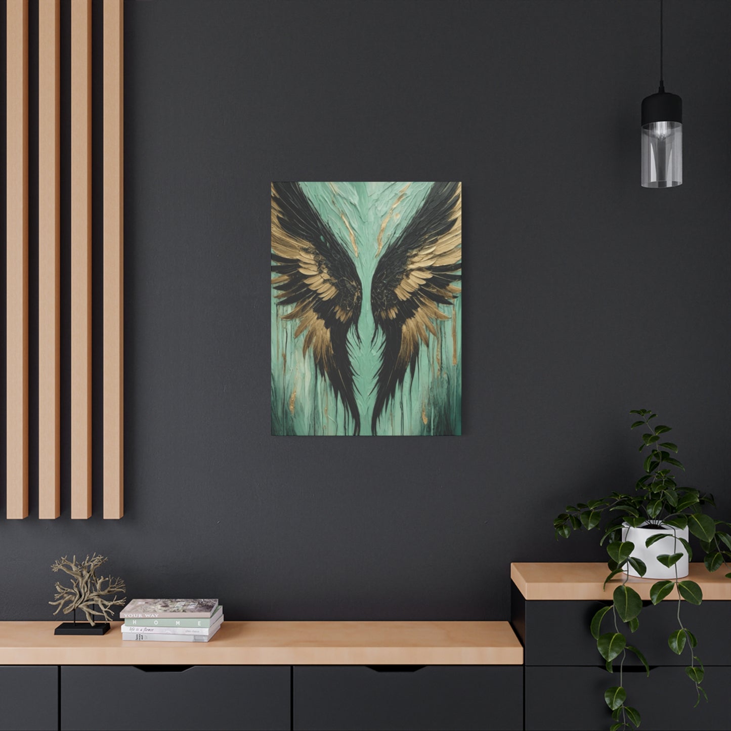 Golden and Black Angel Wings Wall Art & Canvas Prints