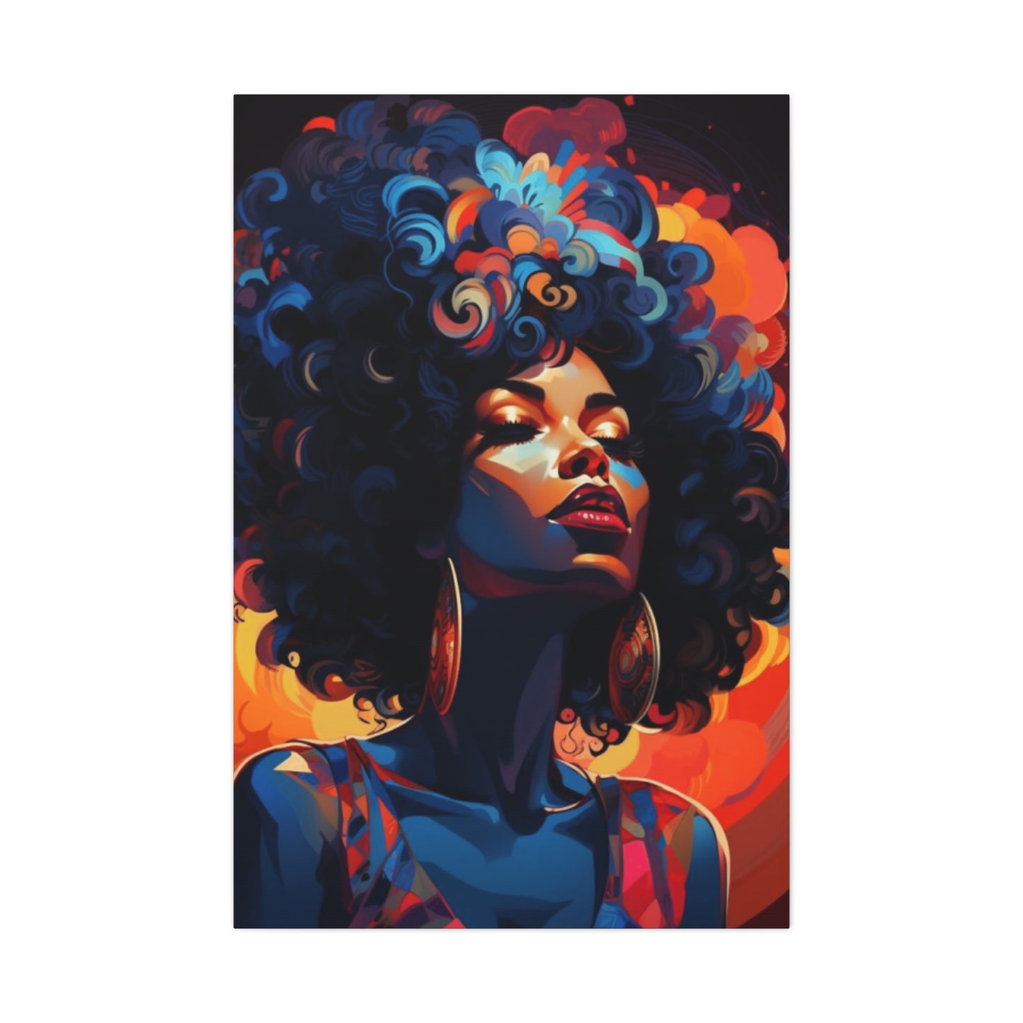 Deep Blue Afro Women Wall Art & Canvas Prints