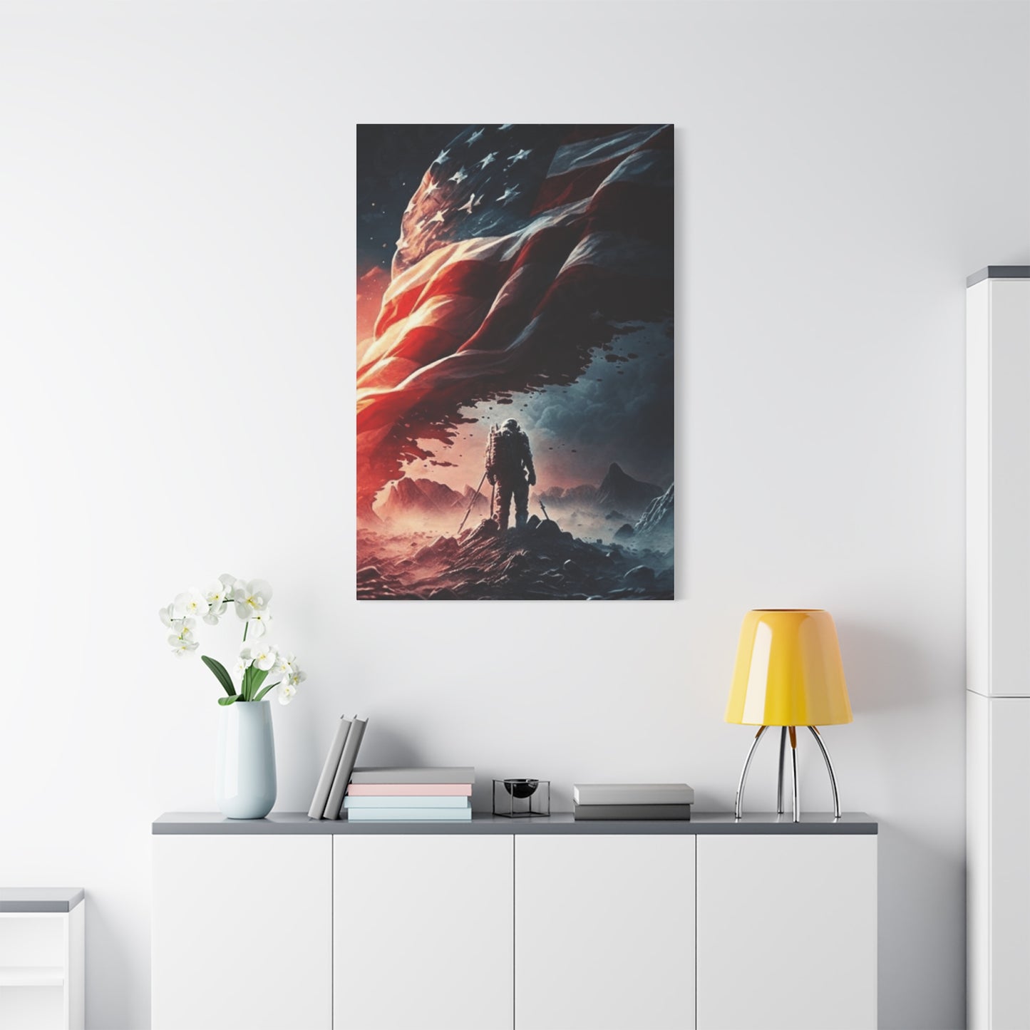 Astronaut with American Flag Wall Art & Canvas Prints