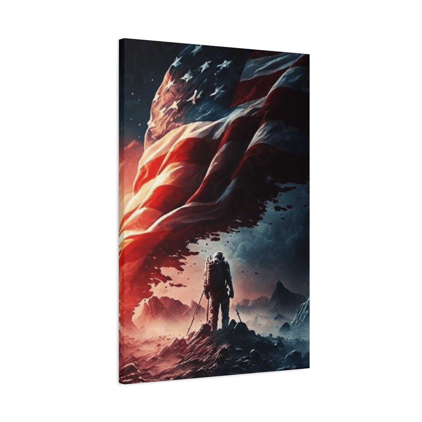 Astronaut with American Flag Wall Art & Canvas Prints