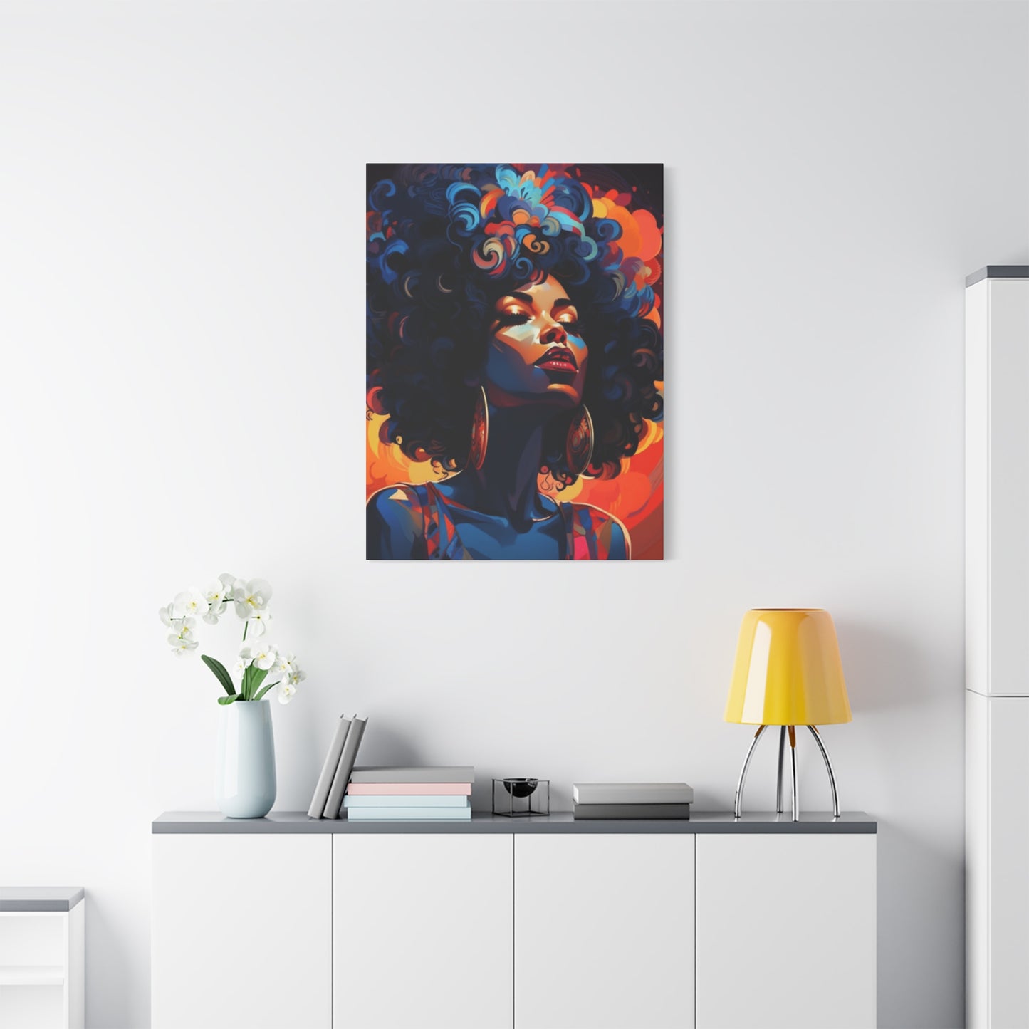 Deep Blue Afro Women Wall Art & Canvas Prints