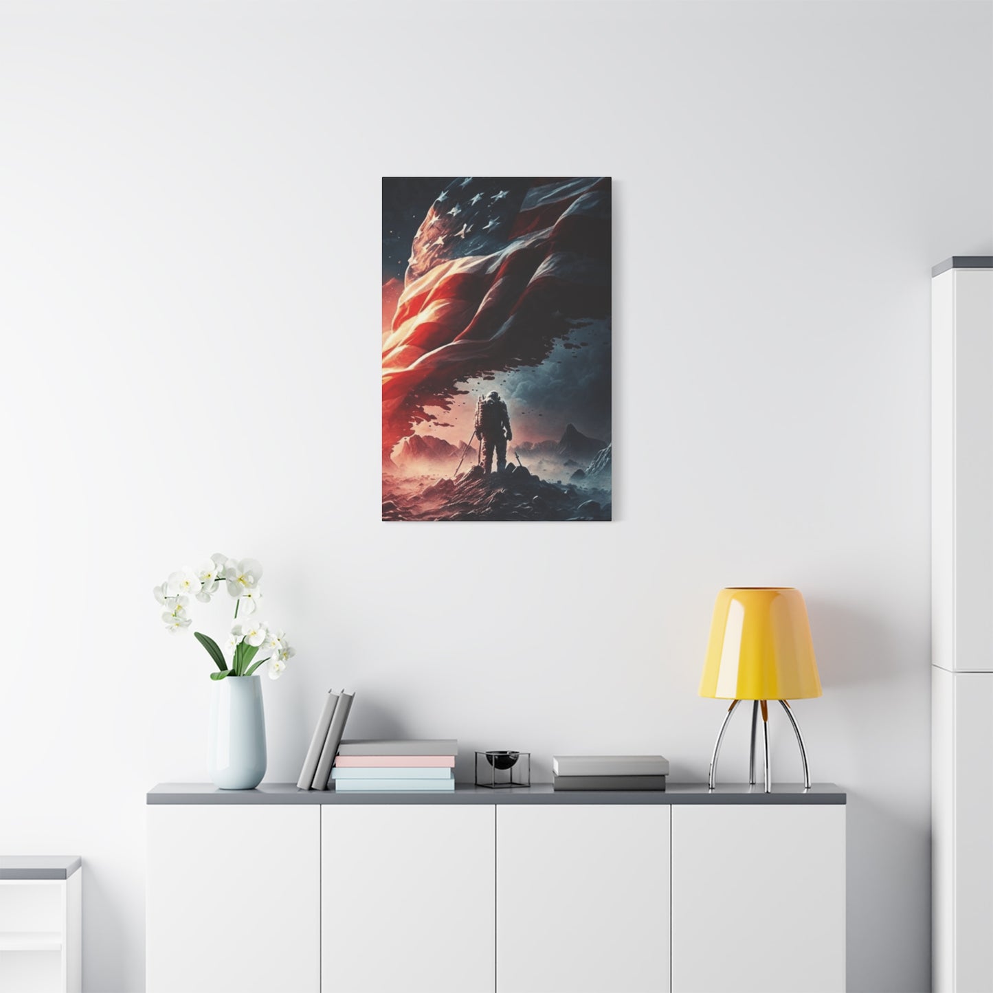 Astronaut with American Flag Wall Art & Canvas Prints