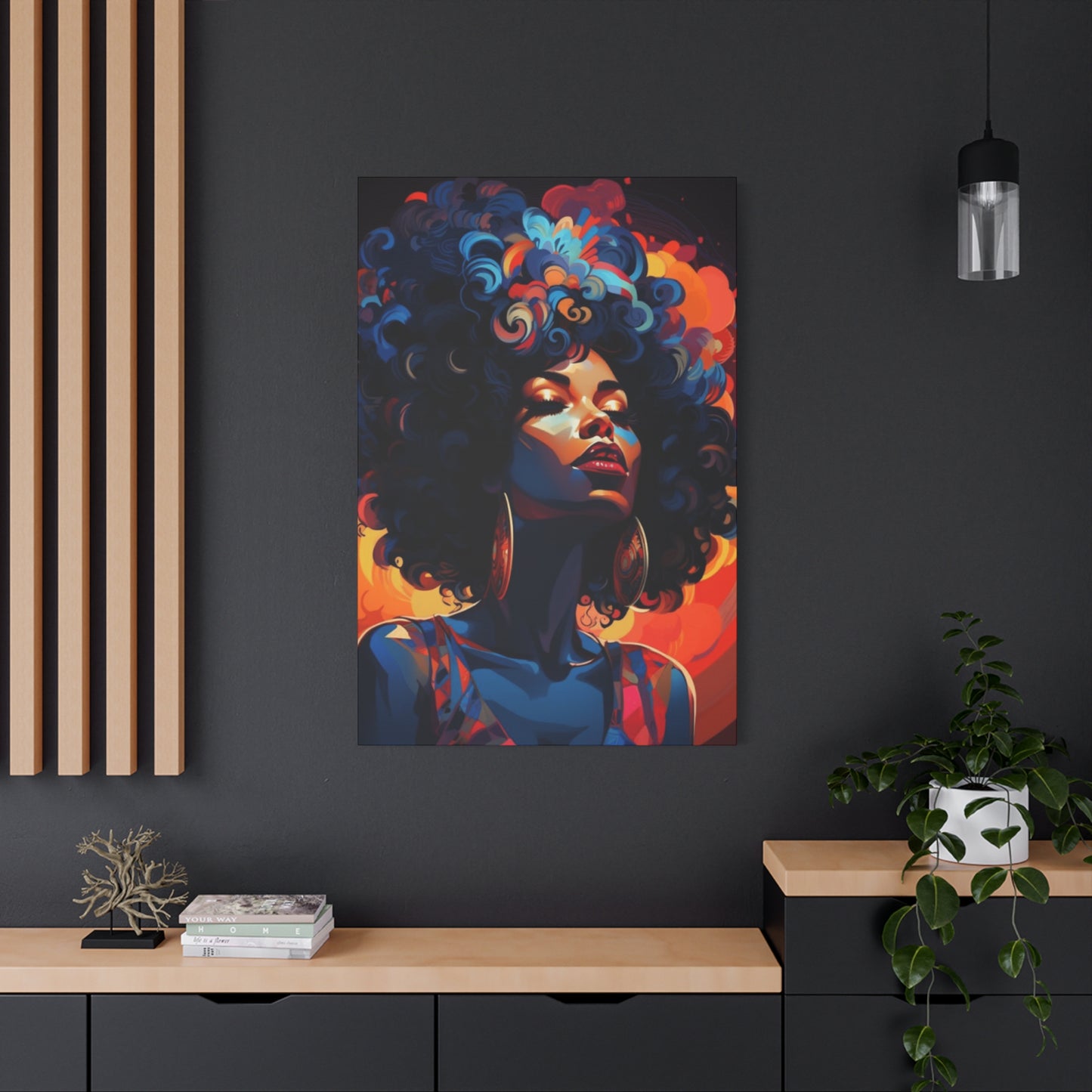 Deep Blue Afro Women Wall Art & Canvas Prints