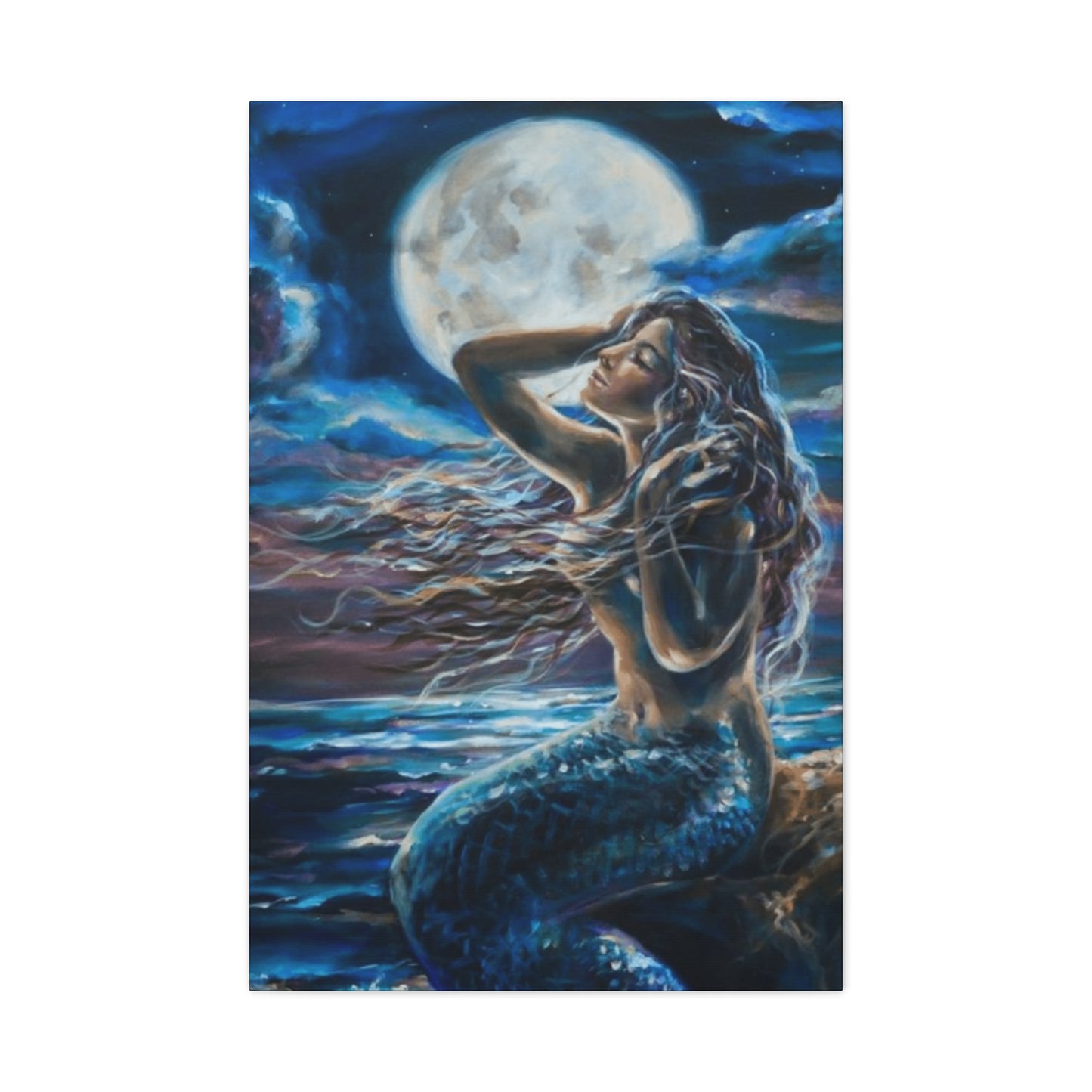 Mermaid Portrait With Moon Wall Art & Canvas Prints