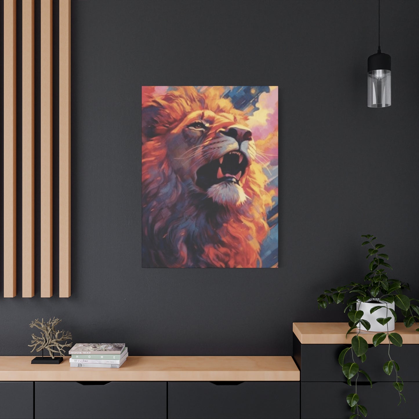 Abstract Lion Roaring Portrait Wall Art & Canvas Prints