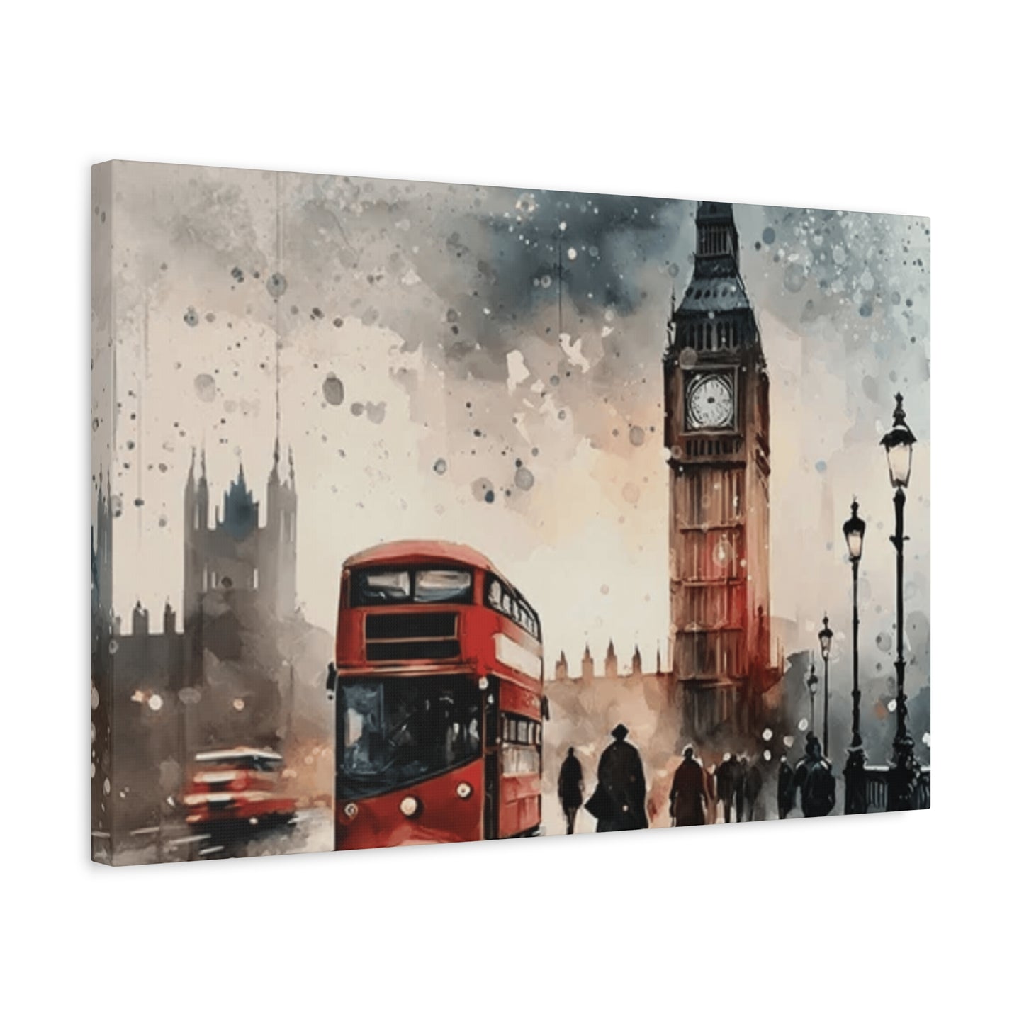 London Bus and Big Ben Painting Wall Art & Canvas Prints