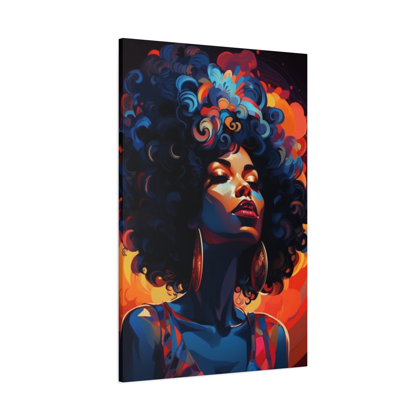 Deep Blue Afro Women Wall Art & Canvas Prints