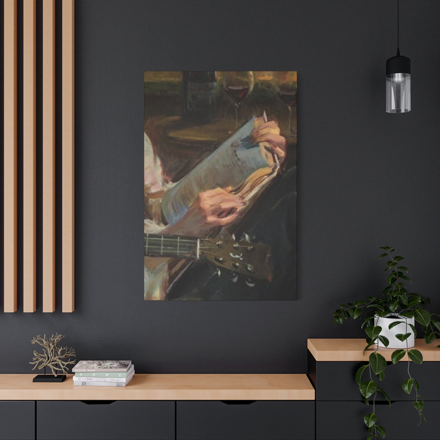 Books And Guitar Wall Art & Canvas Prints