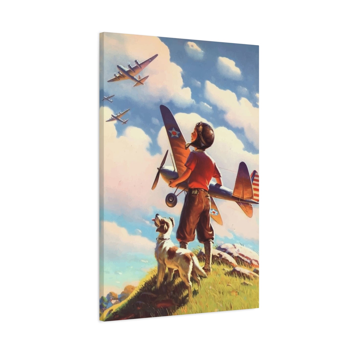 Kid admiring Airplane Wall Art & Canvas Prints