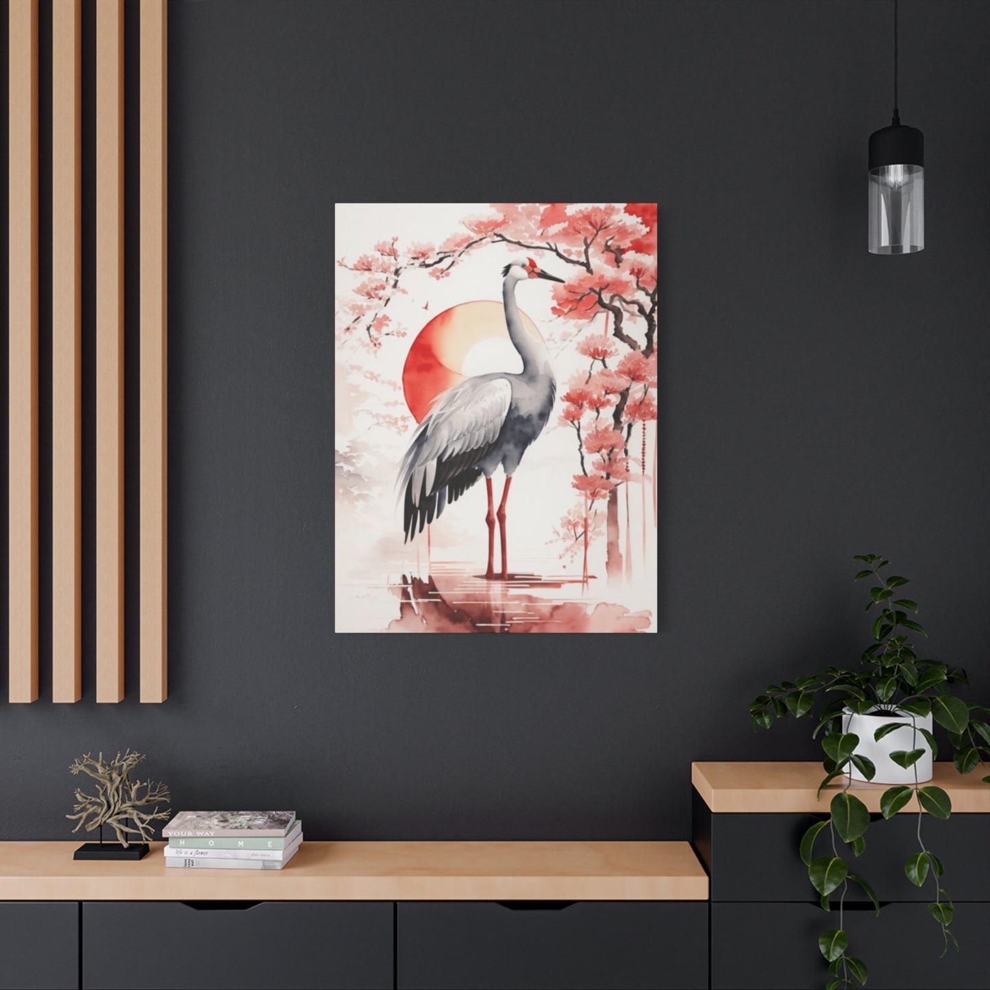 Cherry Blossoms And Crane Wall Art & Canvas Prints