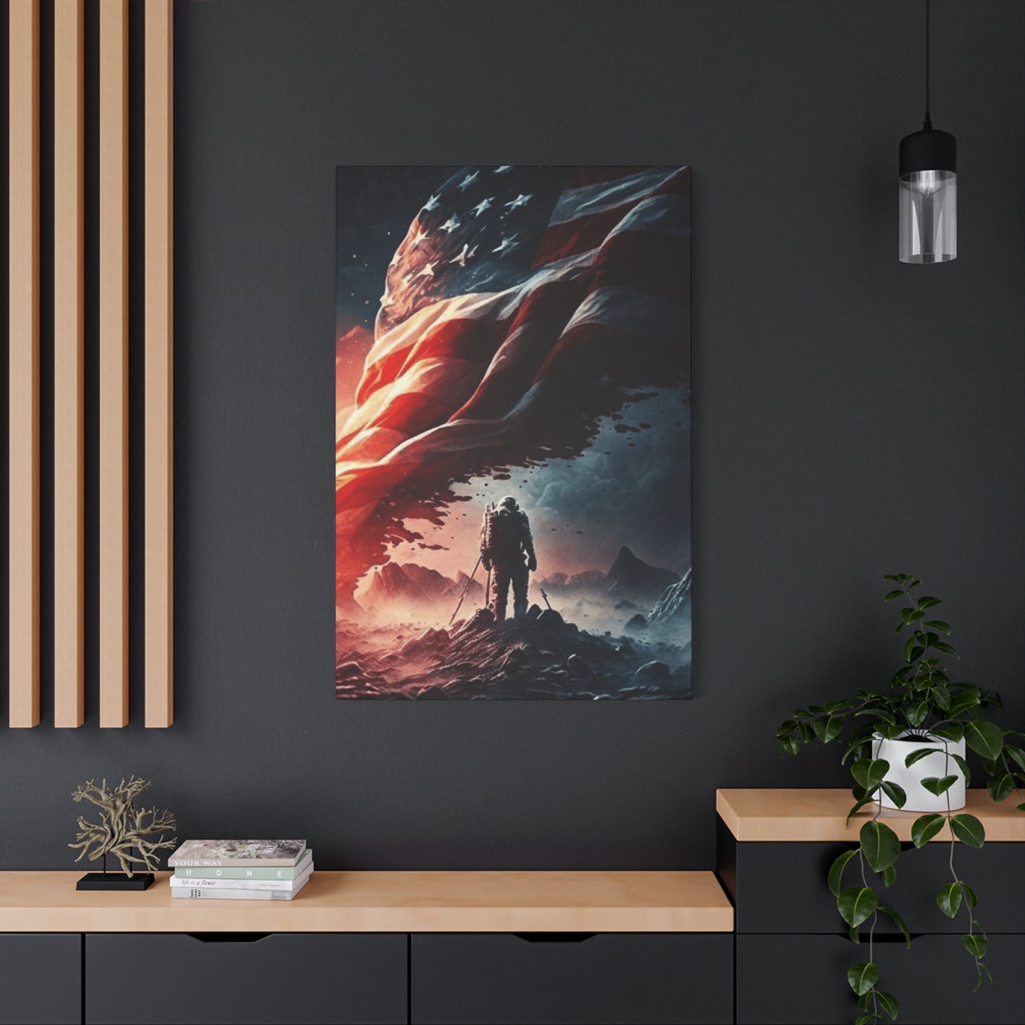 Astronaut with American Flag Wall Art & Canvas Prints