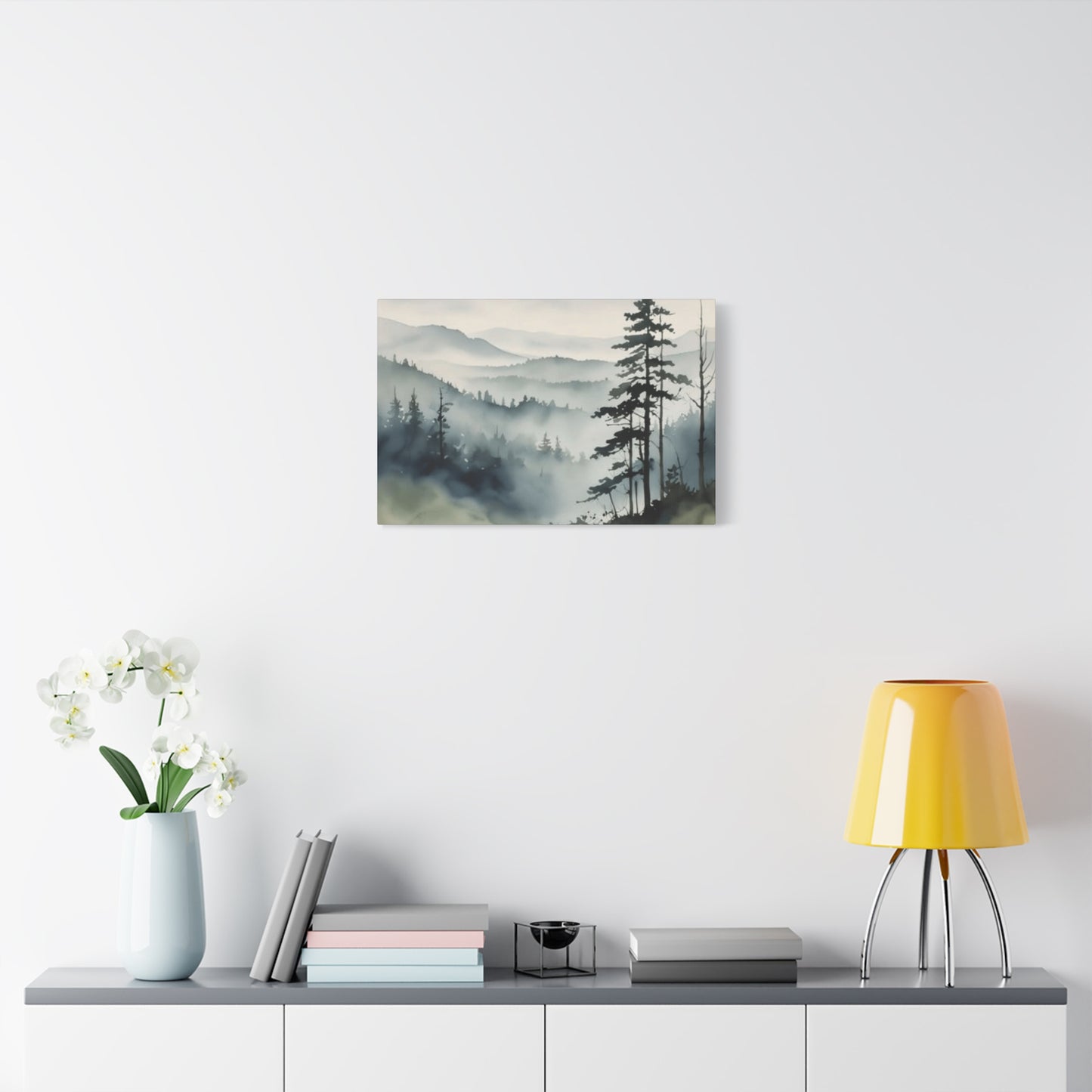 Winter Fog and Mountain Forests Painting Wall Art & Canvas Prints