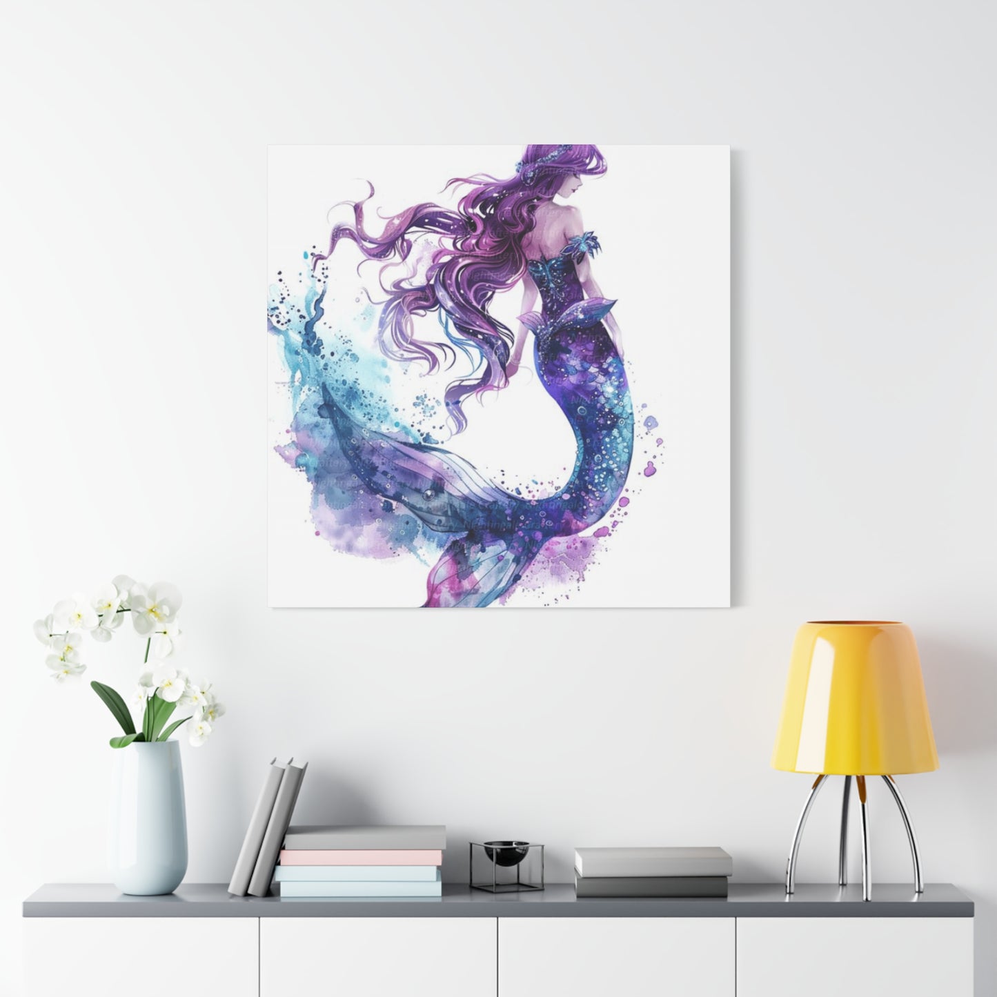 A Portrait Of A Purple Mermaid Wall Art & Canvas Prints