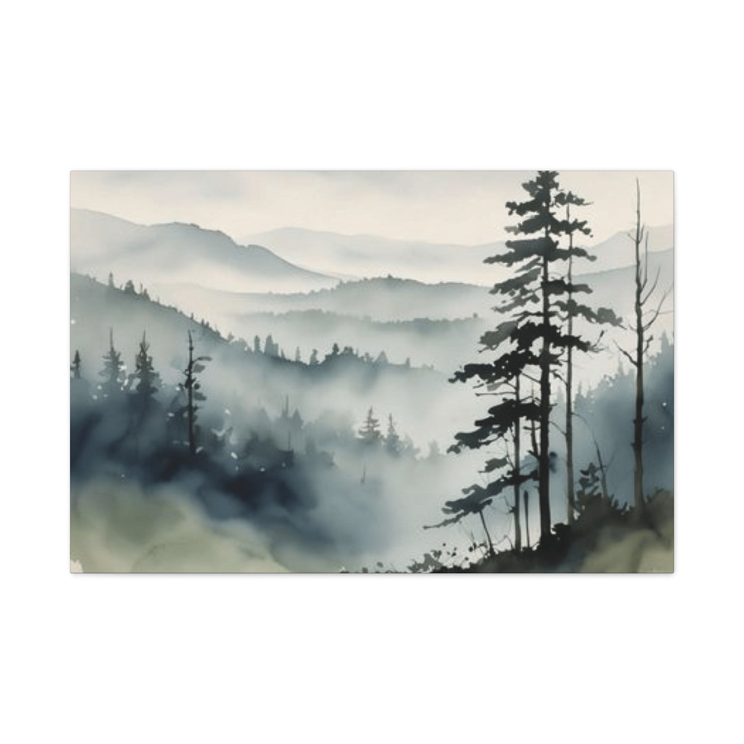 Winter Fog and Mountain Forests Painting Wall Art & Canvas Prints