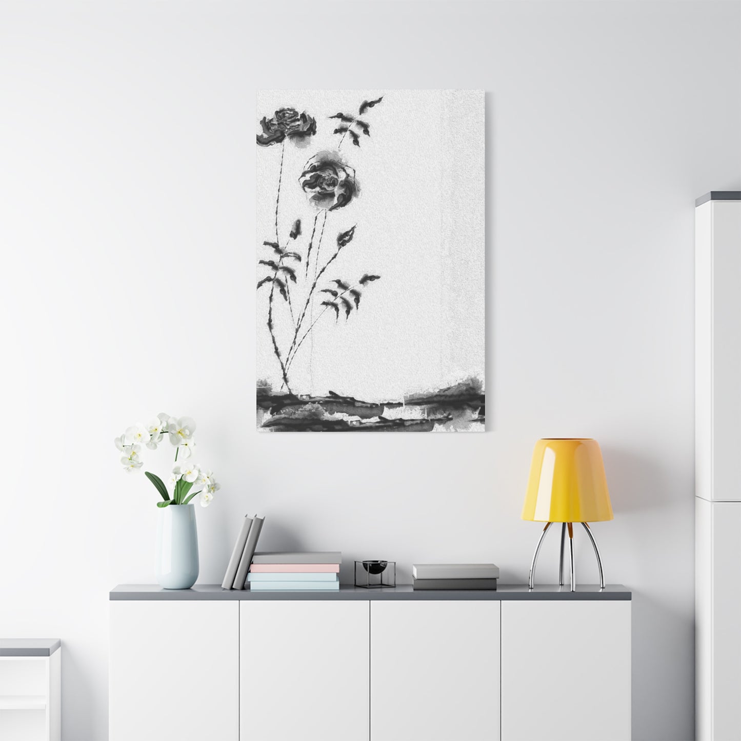 Black & White Dry Rose Wall Art & Canvas Prints