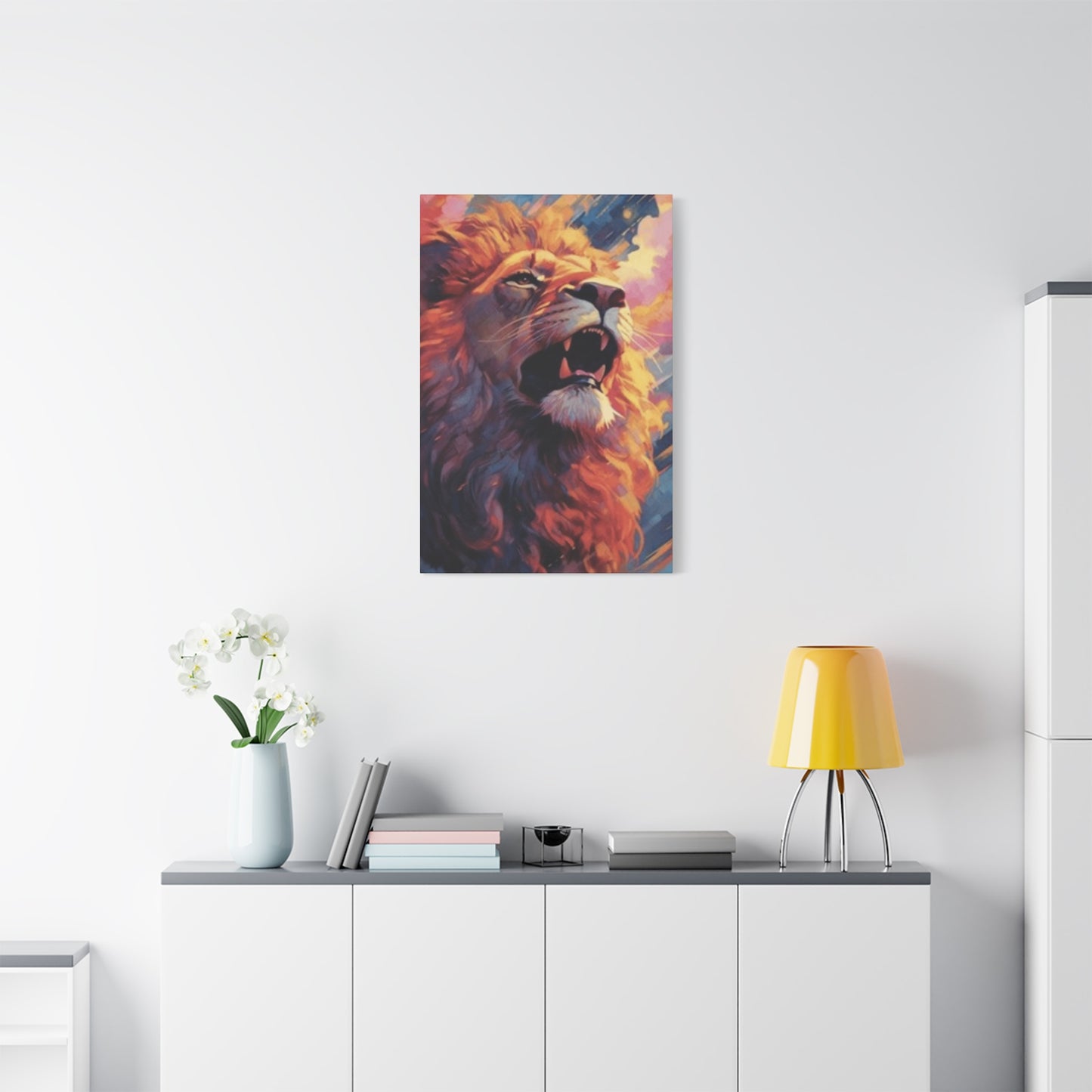 Abstract Lion Roaring Portrait Wall Art & Canvas Prints